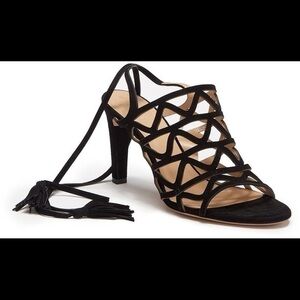 NIB Black Chloé Cage Lace-Up Sandals Size 40